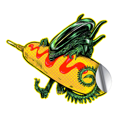 Corndog Alien with Ketchup Sticker
